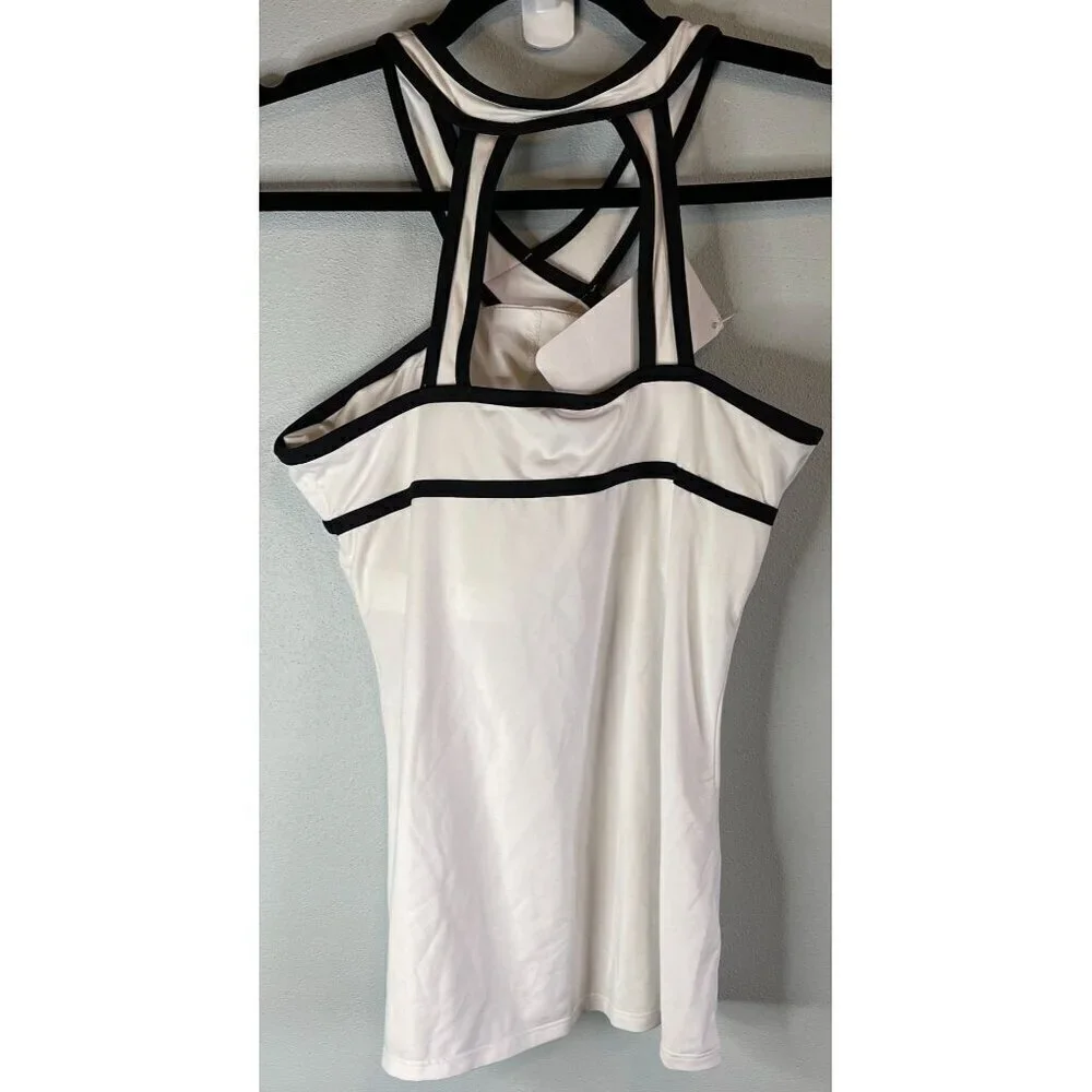 NWT Fabletics Chicago White/Black High Neck Active Wear Tank Small - Picture 7 of 9